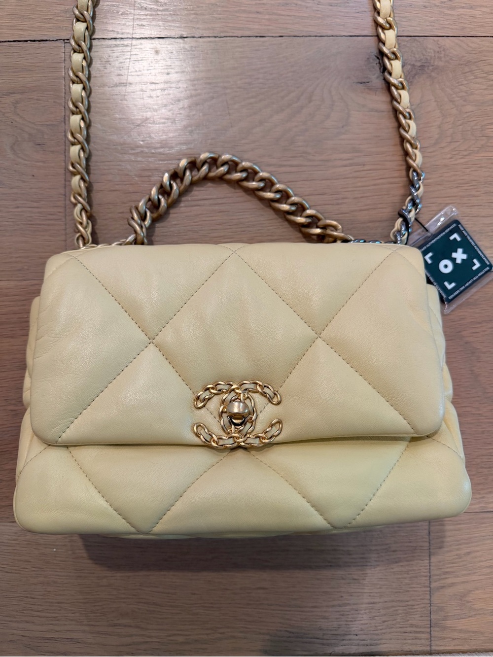 CHANEL 19 Lambskin Shoulder Bag with two tone Chain